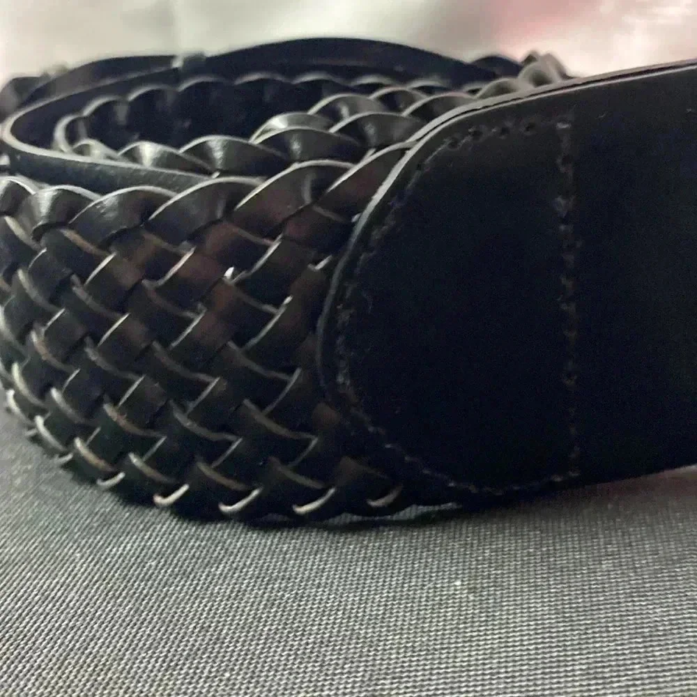 LINEA‎ PELLE WO SIZE MEDIUM BLACK BELT VEG BONDED LEATHER BRAID AND KNOT …